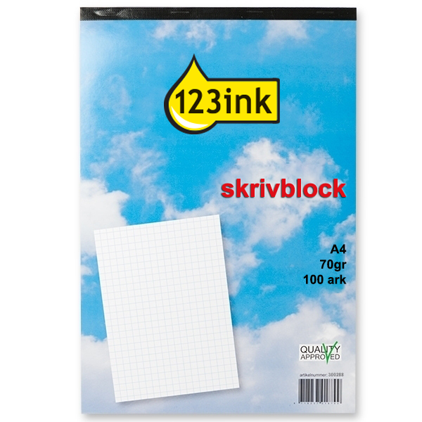 ⭐Anteckningsblock A4 rutat | 100 ark | 123ink K-5514C 300288 - 1