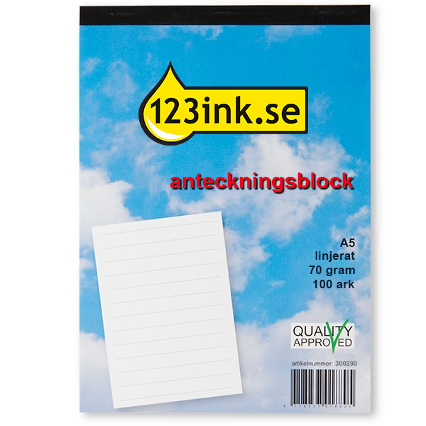 ⭐Anteckningsblock A5 linjerat | 100 ark | 123ink K-5505C 300290 - 1