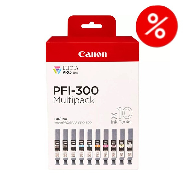 ⭐Canon PFI-300 MBK/PBK/C/M/Y/PC/PM/R/GY/CO bläckpatron 10-pack (original)  238565 - 1