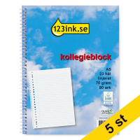 ⭐Kollegieblock A4 linjerat | 80 ark | 123ink | 5st  300590