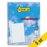 ⭐Kollegieblock A4 rutat | 80 ark | 123ink | 5st  300592