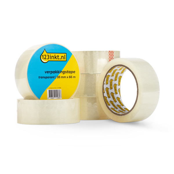 ⭐Packtejp 38mm x 66m | 123ink | transparent | 6st  301988 - 1