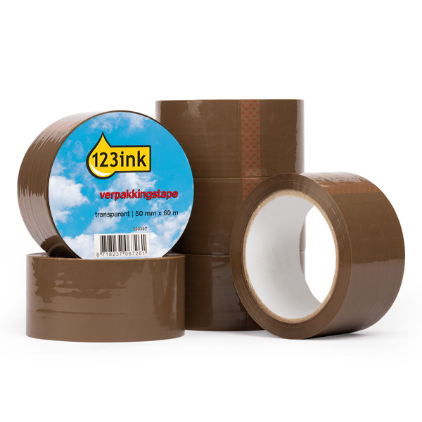 ⭐Packtejp 50mm x 66m | 123ink | brun | 6st  300308 - 1