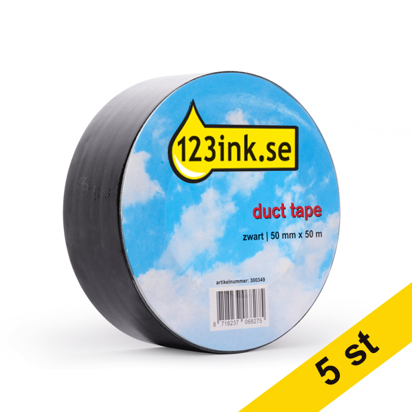 ⭐Silvertejp 50mm x 50m | 123ink | svart | 5st  300624 - 1