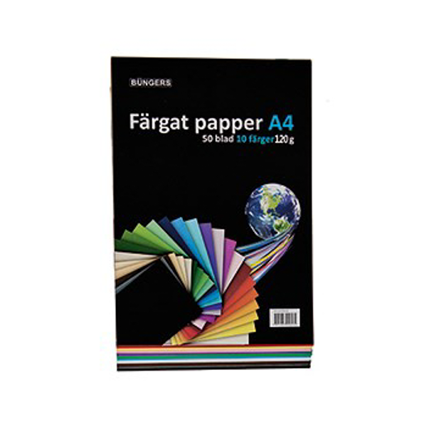 120g A4 färgat papper | blandade färger | Büngers | 50 ark 875120 361653 - 1