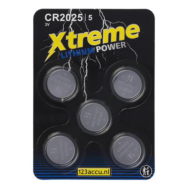 123ink Xtreme Power CR2025 Lithium knappcellsbatteri 5-pack $$ CR2025 ADR00070 - 1