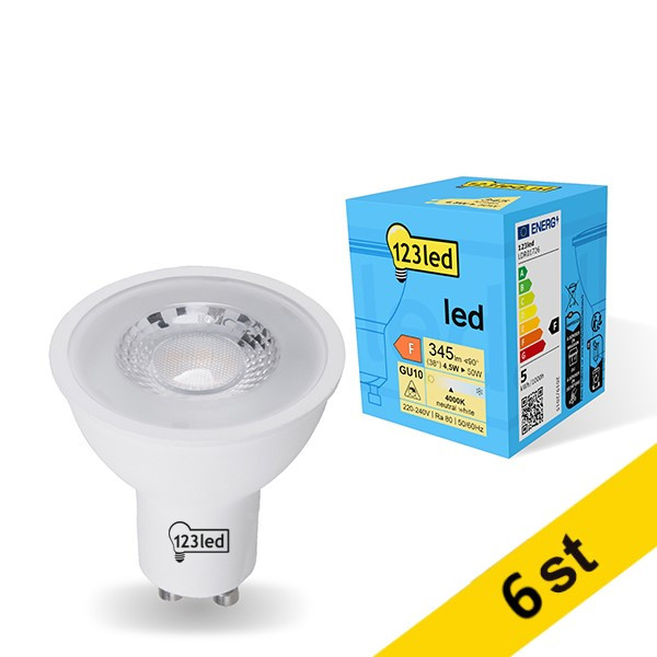 123inkt LED Spotlight GU10 | 4000K | 4.5W | 6st  LDR01727 - 1