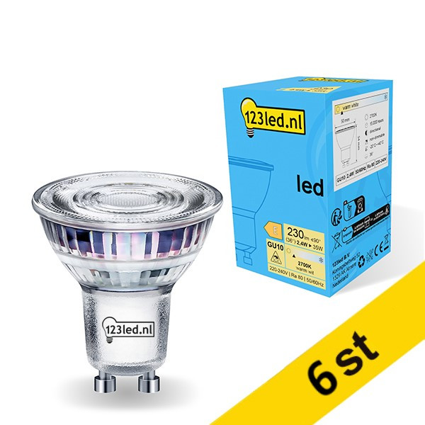 123inkt LED spotlight GU10 | 2700K | 2.4W | 6st  LDR01717 - 1