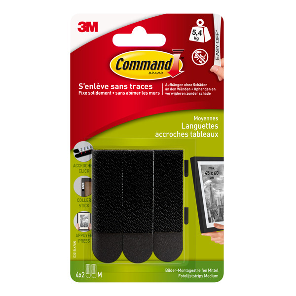 3M Command Självhäftande fotoramsremsor medium svarta | 4st 17201BLK 214502 - 1