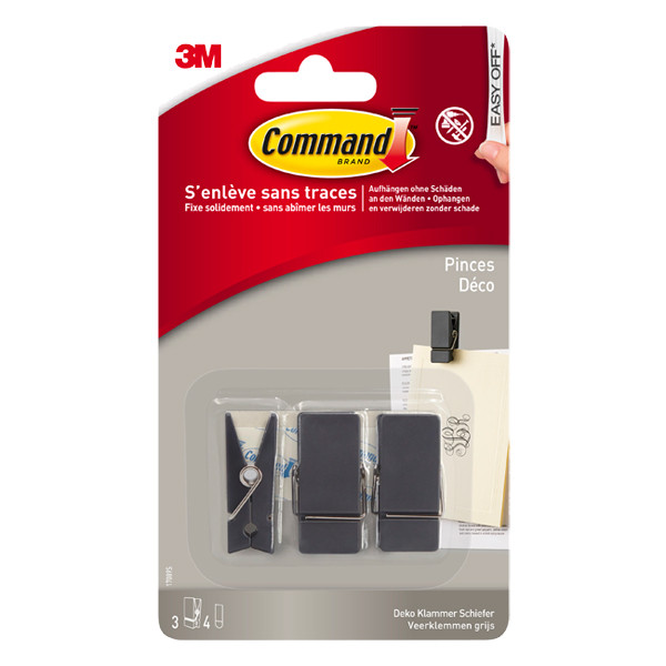 3M Command clips antracit med självhäftande remsa | 3st 17089S 214564 - 1