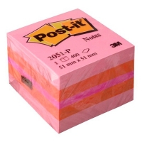 3M Post-it lappar 51mm x 51mm | 3M | rosa | 400 ark 2051P 201318