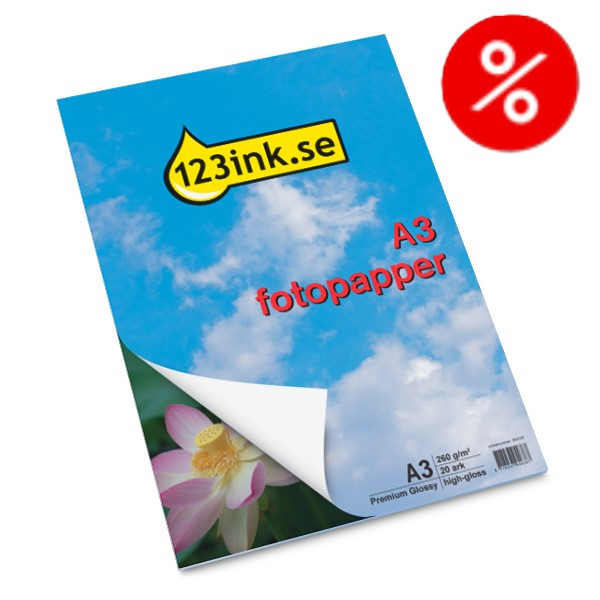 A3 260g 123ink fotopapper | Premium Glossy | 20 ark $$  500489 - 1