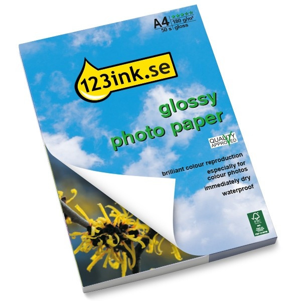 A4 180g 123ink fotopapper | High Gloss | 50 ark C13S041622C 064050 - 1