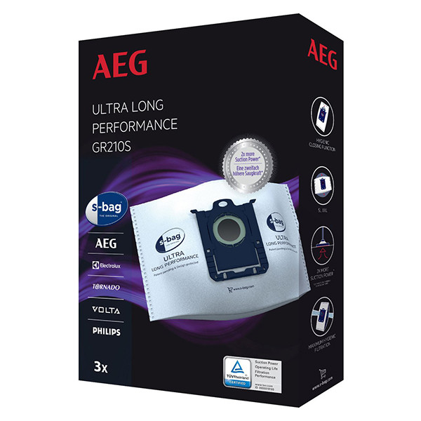 AEG GR210S S-bag Ultra Long Performance | mikrofiberdammsugarpåsar | 3 påsar (original)  SAE01018 - 1