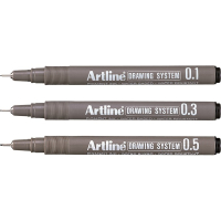 Artline Fineliner 0.1 | 0.3 | 0.5mm | Artline Drawing System | svart | 3st EK-230/3W1 501248