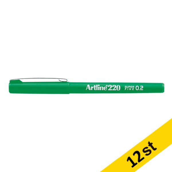 Artline Fineliner 0.2mm | Artline 220 Superfine 0.2 | grön 12st EK-220GREEN 501227 - 1
