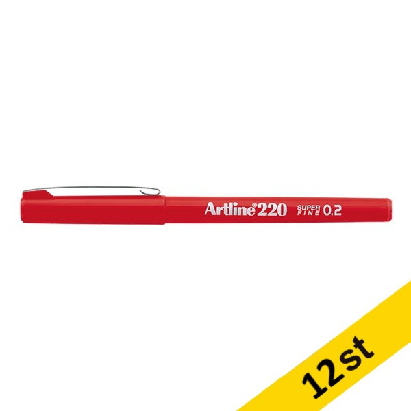 Artline Fineliner 0.2mm | Artline 220 Superfine 0.2 | röd 12st EK-220RED 501229 - 1