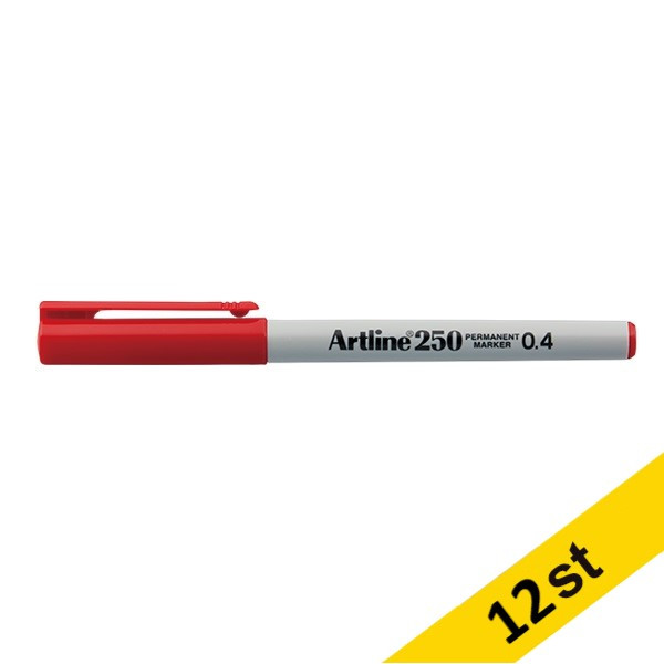 Artline Fineliner 0.4mm | Artline 250 Permanent | röd | 12st EK-250red 501231 - 1