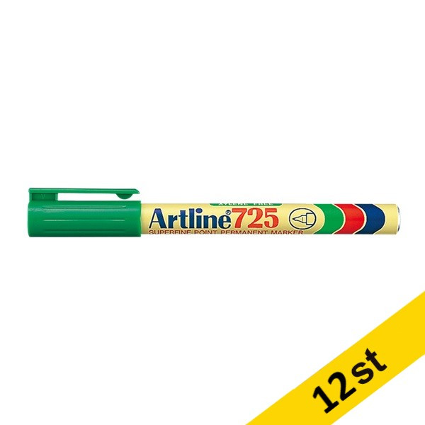 Artline Märkpenna permanent 0.4mm | Artline 725 Superfine | grön | 12st EK-725GREEN 501056 - 1