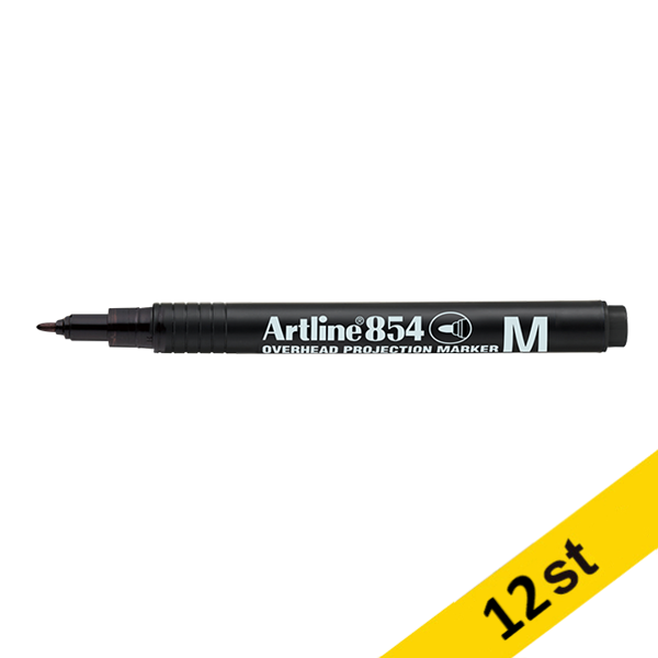 Artline Overheadpenna permanent 1mm | Artline 854 | svart | 12st EK-854BLACK 500944 - 1