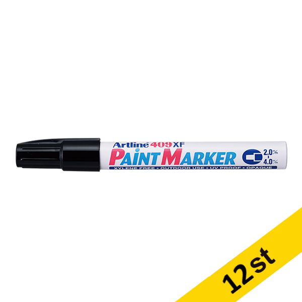 Artline Paint Marker permanent 2-4mm | Artline 409XF | svart | 12st EK-409XFBLACK 500906 - 1