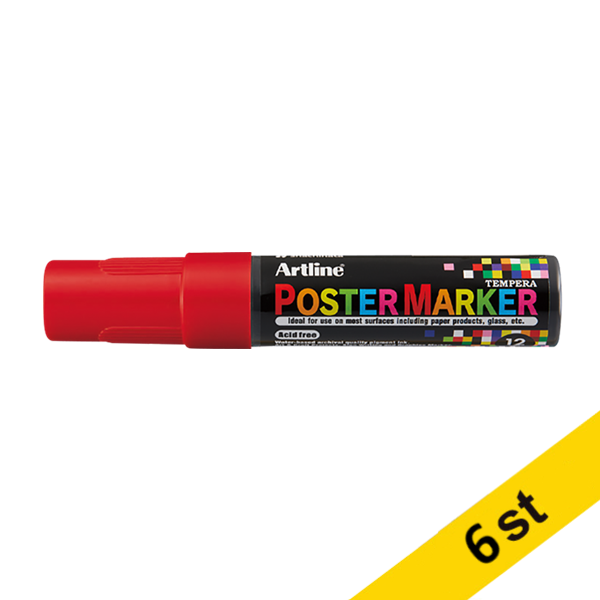 Artline Poster Marker 12mm | Artline | röd | 6st EPP-12RED 500952 - 1
