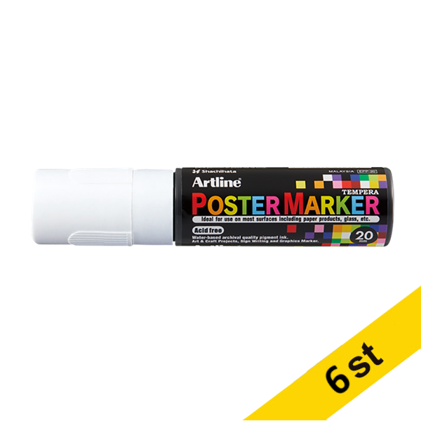 Artline Poster Marker 20mm | Artline | vit | 6st EPP-20WHITE 500982 - 1