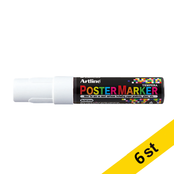 Artline Poster Marker 6mm | Artline | vit | 6st EPP-6WHITE 501000 - 1