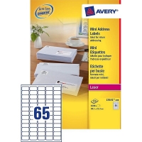 Avery Adressetiketter | 38,1 x 21,2mm | Avery L7651-100 | 6.500st L7651-100 212100