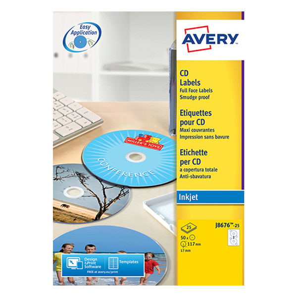 Avery CD-etiketter | Avery J8676-25 2/ark | 50st J8676-25 212825 - 1