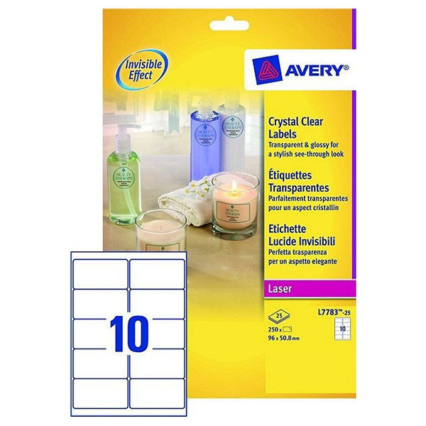 Avery Etiketter | 96 x 50,8mm | transparent | Avery L7783-25 | 250st L7783-25 212675 - 1