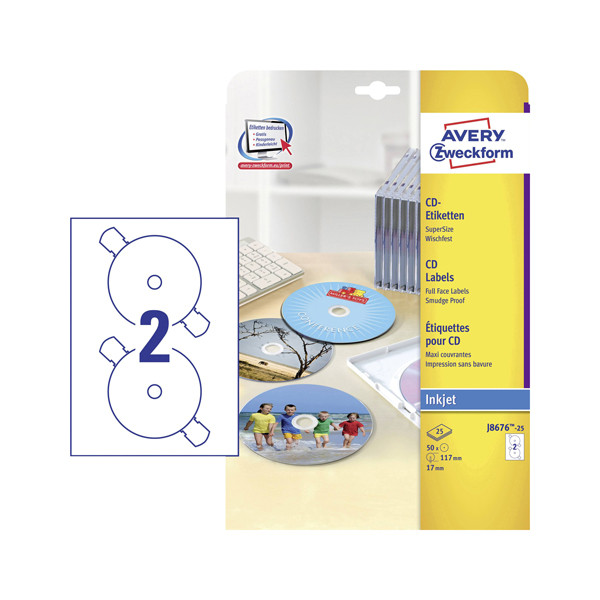 Avery J8676-25 CD-etiketter 2/ark | 50st J8676-25 212825 - 1