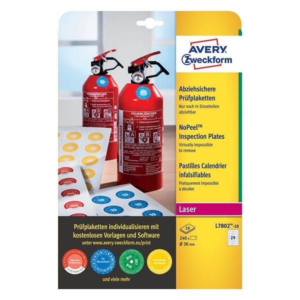 Avery Kontrollmärken med NoPeel™ | 30mm | Avery | 240st AV-L7802-10 212681 - 1