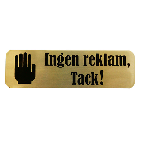 Büngers Skylt-''Ingen reklam, tack!'' | Büngers | guld/svart | 30x100mm 5999933 360973 - 1