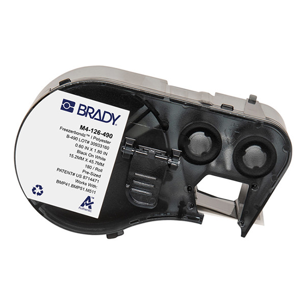Brady M4-126-490 polyestertejp | svart text - vit tejp | 15,24mm x 45,72mm (original) M4-126-490 148292 - 1