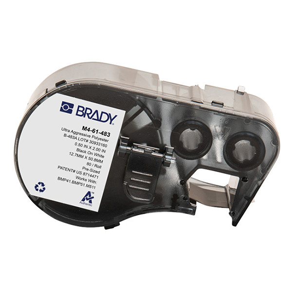 Brady M4-61-483 polyestertejp | svart text - vit tejp | 12,7mm x 50,8mm (original) M4-61-483 148262 - 1