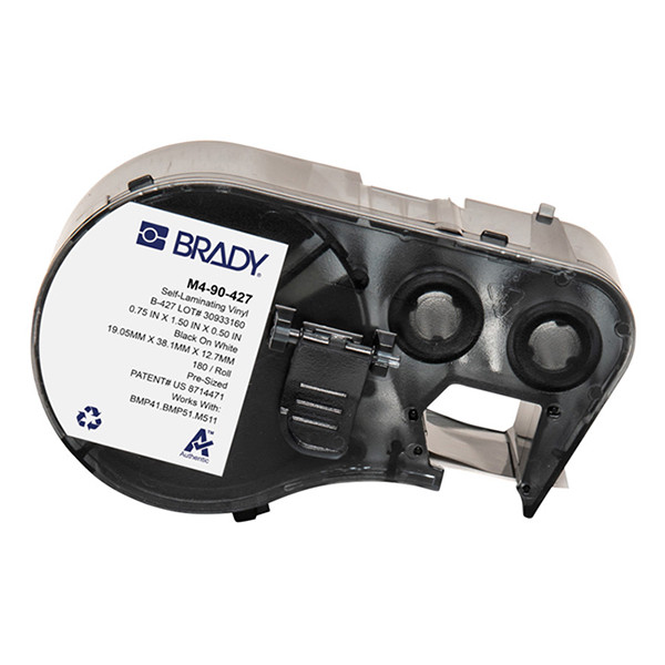 Brady M4-90-427 laminerad vinyltejp | svart text - vit tejp | 38,1mm x 12,7mm x 19,05mm (original) M4-90-427 148126 - 1