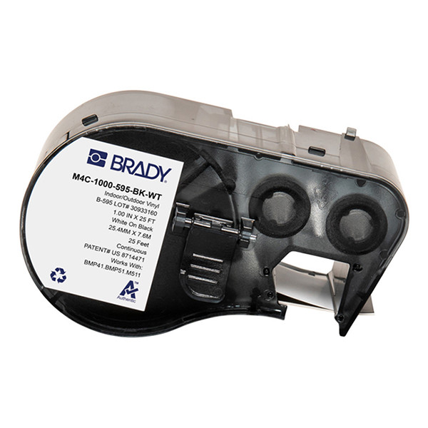 Brady M4C-1000-595-BK-WT vinyltejp | vit text - svart tejp | 25,40mm x 7,62m (original) M4C-1000-595-BK-WT 147968 - 1