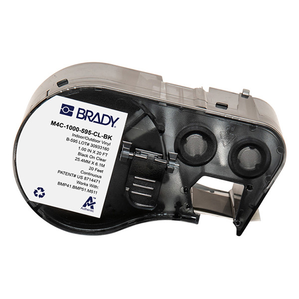 Brady M4C-1000-595-CL-BK vinyltejp | svart text - transparent tejp | 25,4mm x 6,1m (original) M4C-1000-595-CL-BK 148234 - 1