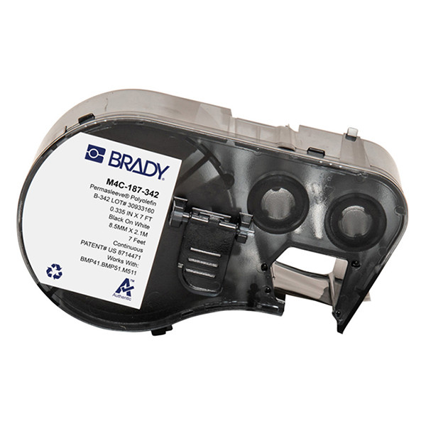 Brady M4C-187-342 värmekrympslang | svart text - vit tejp | 8,50mm x 2,13m (original) M4C-187-342 148166 - 1