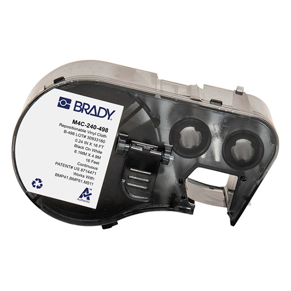 Brady M4C-240-498 vinyltejp | svart text - vit tejp | 6,1mm x 4,88m (original) M4C-240-498 148208 - 1
