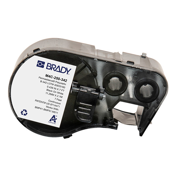 Brady M4C-250-342 värmekrympslang | svart text - vit tejp | 11,15mm x 2,13m (original) M4C-250-342 148160 - 1
