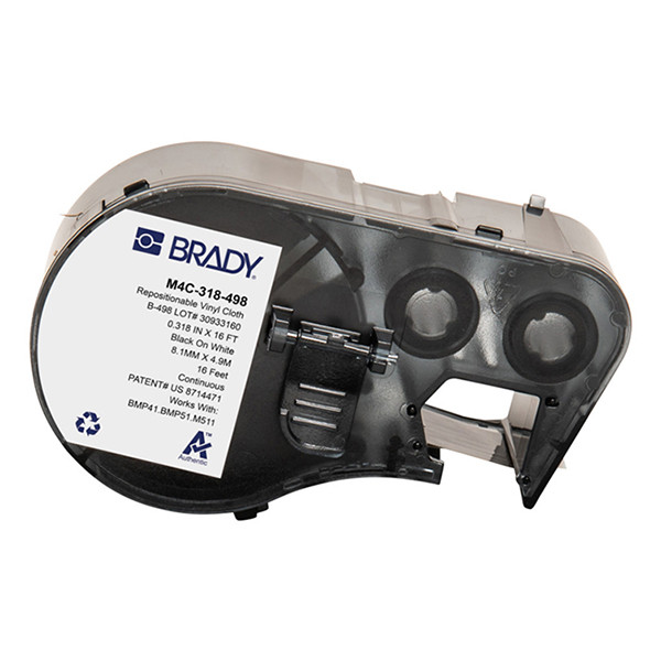 Brady M4C-318-498 vinyltejp | svart text - vit tejp | 8,08mm x 4,88m (original) M4C-318-498 148206 - 1