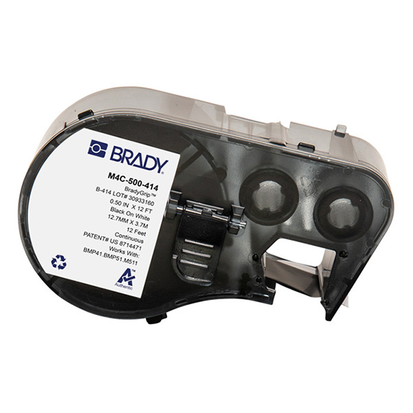 Brady M4C-500-414 polyestertejp | svart text - vit tejp | 12,70mm x 3,66m (original) M4C-500-414 147965 - 1
