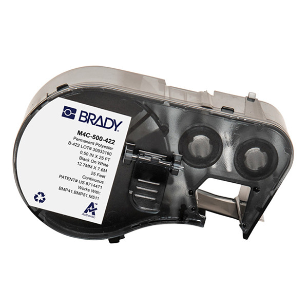 Brady M4C-500-422 polyestertejp | svart text - vit tejp | 12,70mm x 7,62m (original) M4C-500-422 147962 - 1