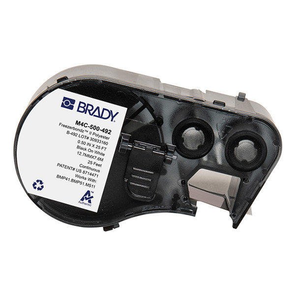 Brady M4C-500-492 polyestertejp | svart text - vit tejp | 12,7mm x 7,62m (original) M4C-500-492 148200 - 1