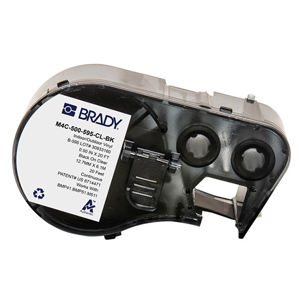 Brady M4C-500-595-CL-BK vinyltejp | svart text - transparent tejp | 12,7mm x 6,1m (original) M4C-500-595-CL-BK 148198 - 1