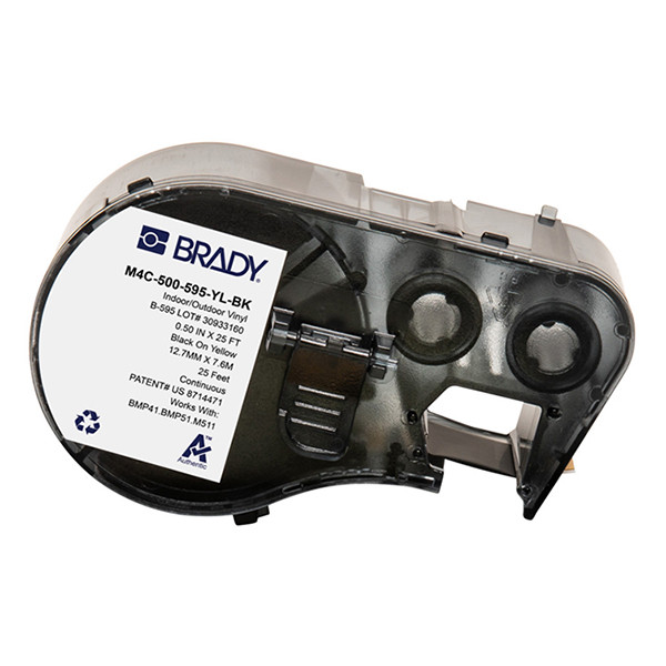 Brady M4C-500-595-YL-BK vinyltejp | svart text - gul tejp | 12,70mm x 7,62m (original) M4C-500-595-YL-BK 147980 - 1