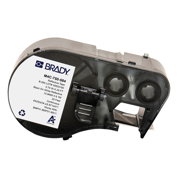Brady M4C-750-584 plasttejp | svart text - vit tejp | 19,05mm x 6,10m (original) M4C-750-584 148378 - 1