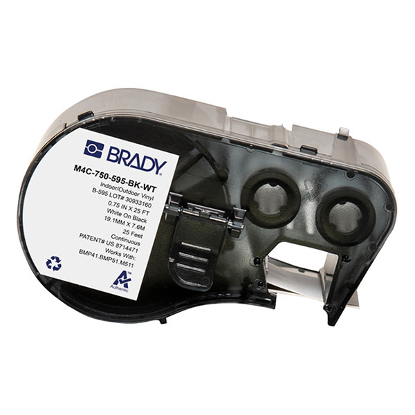 Brady M4C-750-595-BK-WT vinyltejp | vit text - svart tejp | 19,05mm x 7,62m (original) M4C-750-595-BK-WT 148382 - 1